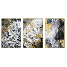 Chinese Factory Wholesale Luxury style canvas Floral Wall art Hand painted Gold foil flower Abstract Oil Paintings